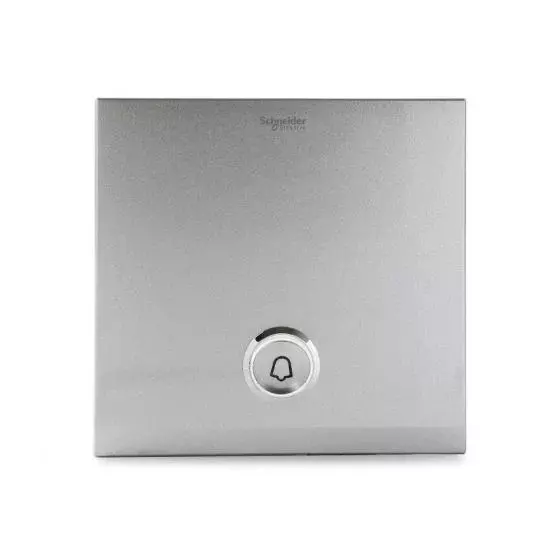 Schneider Electric ULTI Impress Bell Press Switch Cover 1 Gang Polycarbonate Brushed Silver, UC31BPXBS