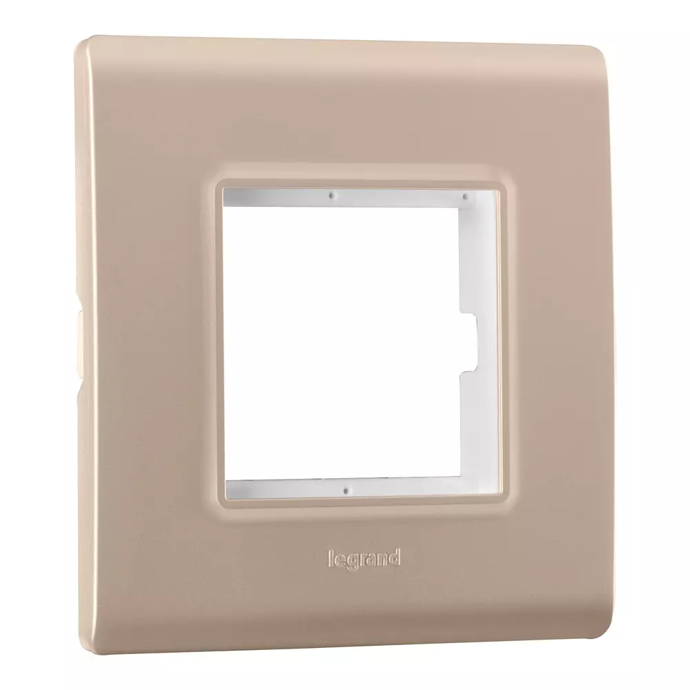 Legrand Cover Plate with Support Frame Allzy Aluminium Champagne 2 Module, 6813 45 (Pack of 10)