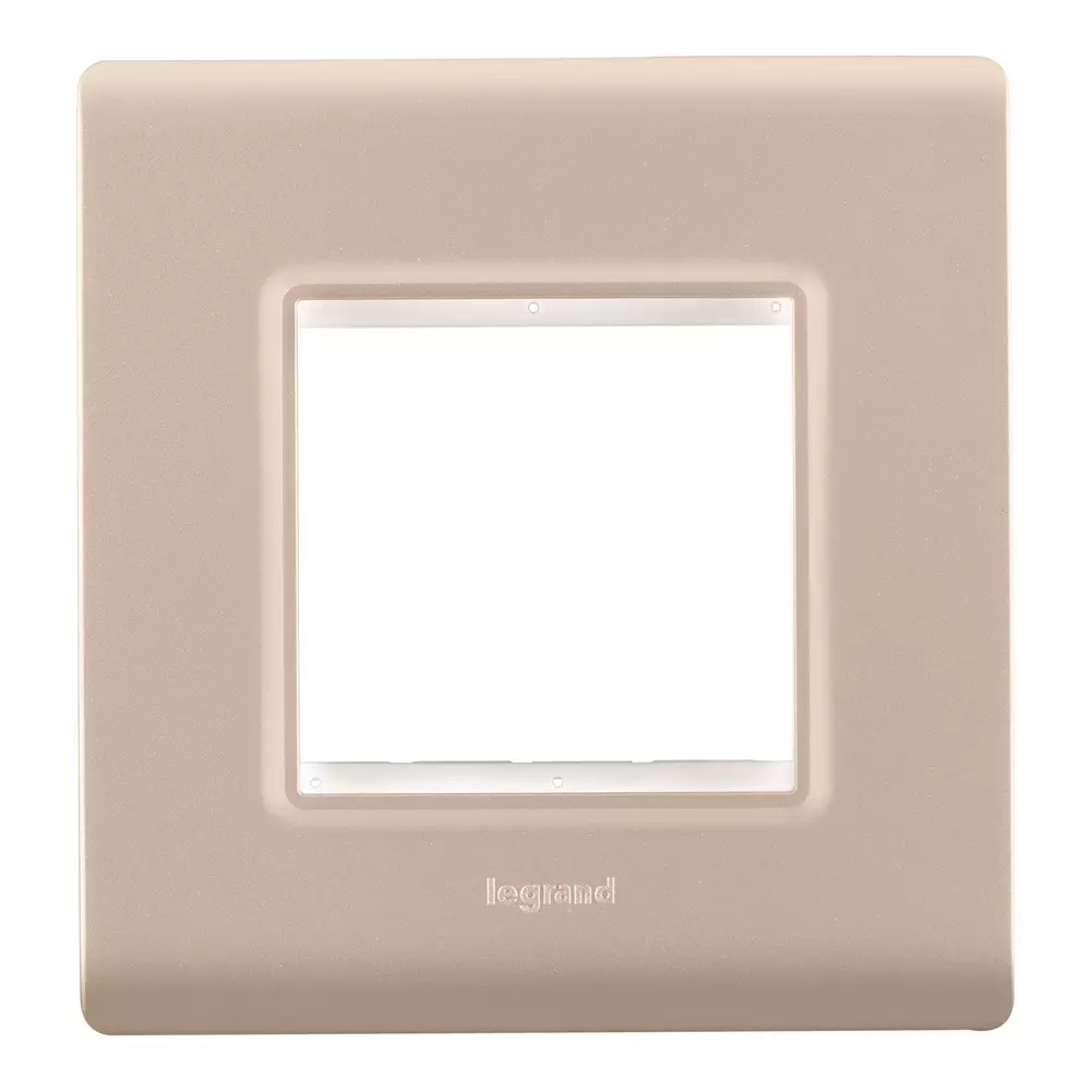 Legrand Cover Plate with Support Frame Allzy Aluminium Champagne 2 Module, 6813 45 (Pack of 10)