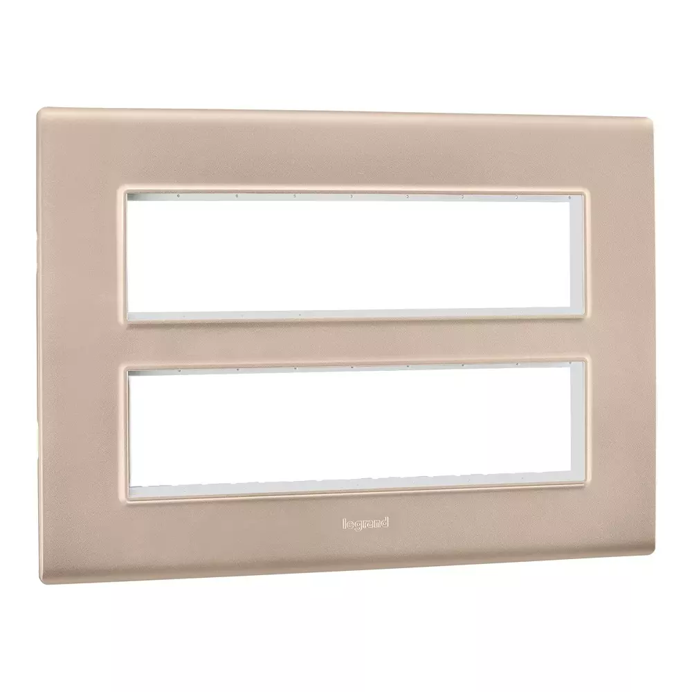 Legrand Cover Plate with Support Frame Allzy Aluminium Champagne 16 Module, 6813 53 (Pack of 10)