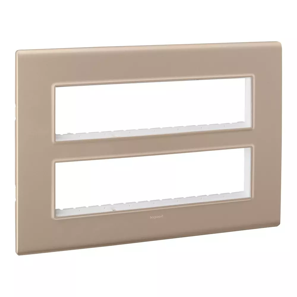 Legrand Cover Plate with Support Frame Allzy Aluminium Champagne 16 Module, 6813 53 (Pack of 10)