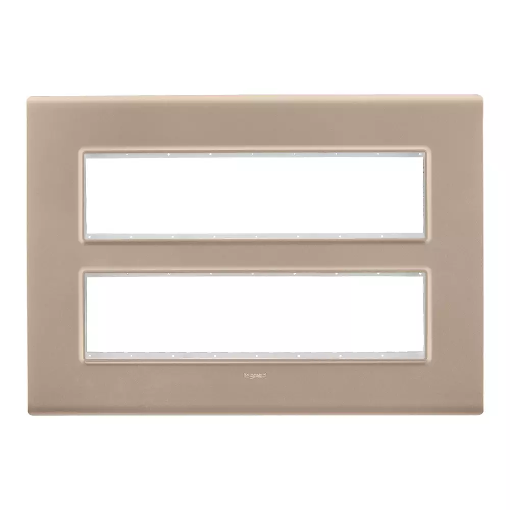 Legrand Cover Plate with Support Frame Allzy Aluminium Champagne 16 Module, 6813 53 (Pack of 10)