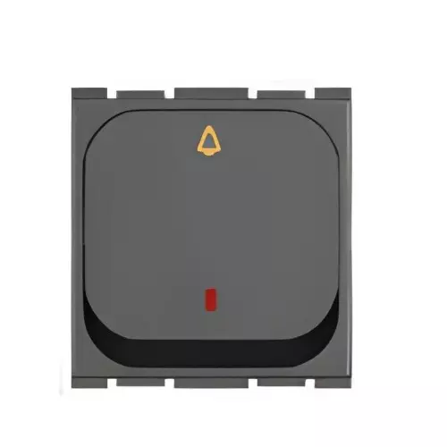 Goldmedal GECHO Modular Bell Push Switch with LED Indicator 10 Amp Titanium Grey 2 M, GF012464