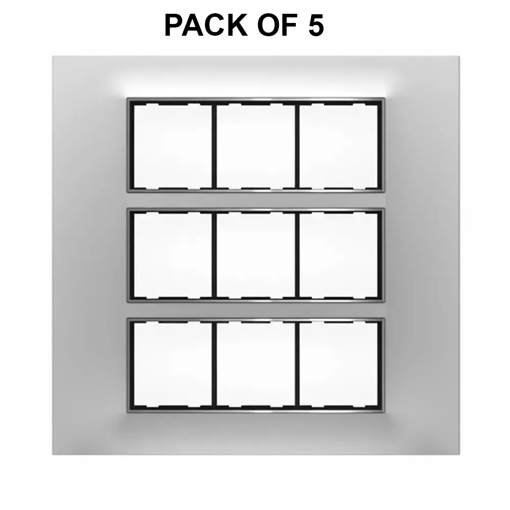 K9 Euro Cover Plate With Base Frame Chromeline 18 Module White, 9179 (Pack of 5)