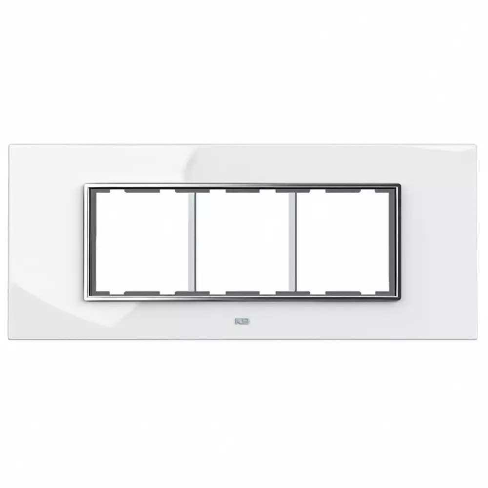 K9 Euro Cover Plate With Base Frame Silver Border Iris Chrome 6 Module White, 9184 (Pack of 10)