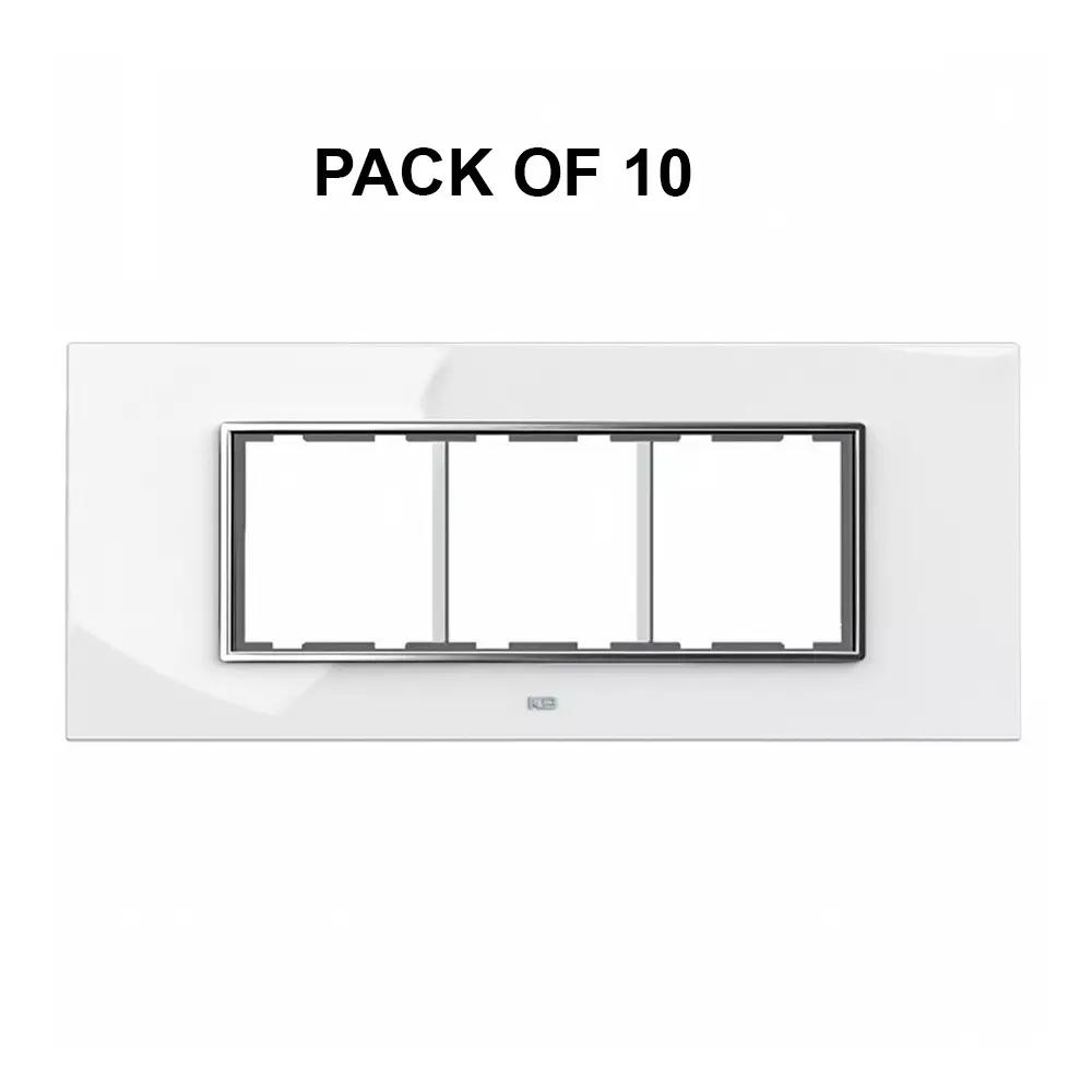 K9 Euro Cover Plate With Base Frame Silver Border Iris Chrome 6 Module White, 9184 (Pack of 10)