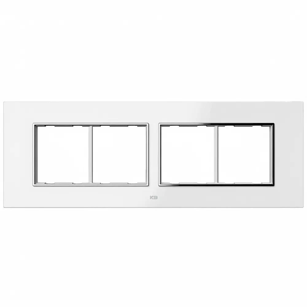 K9 Euro Cover Plate With Base Frame Silver Border Iris Chrome 8 Module (Horizontal) White, 9185 (Pack of 10)