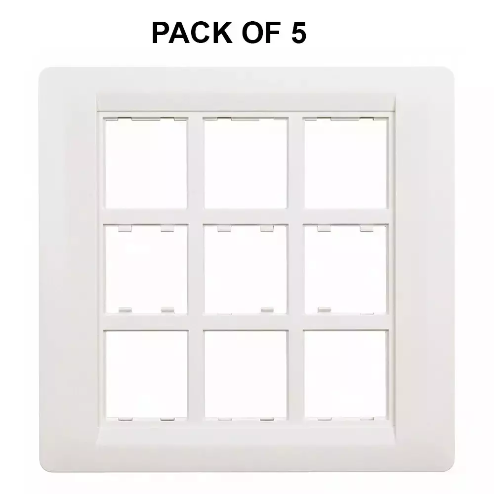 K9 Euro Cover Plate With Base Frame 18 Module White, W-9068U (Pack of 5)