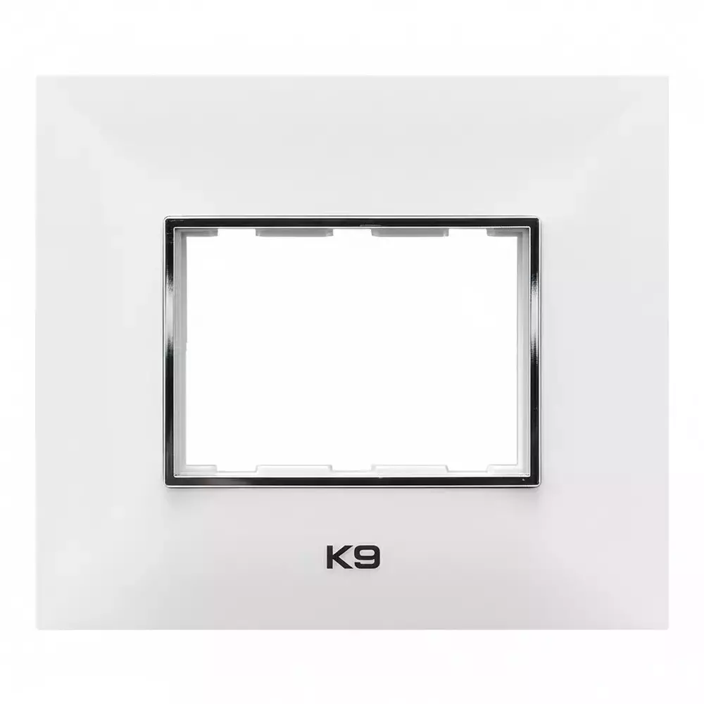 K9 Euro Cover Plate With Base Frame I-Wood Chrome 3 Module White, 9503 (Pack of 10)