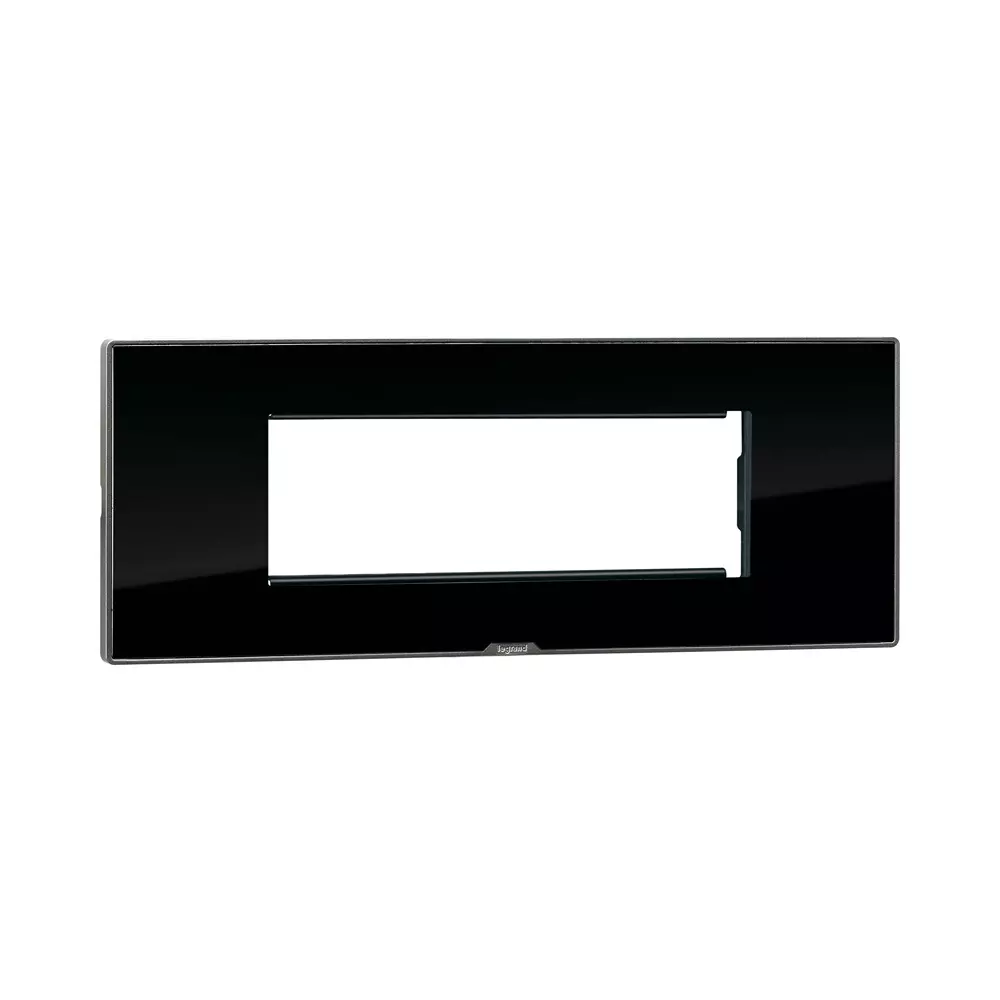 Legrand Myrius Series 6 M Modular Cover Plate with Frame High Grade Polycarbonate Ice Black, 6795 46