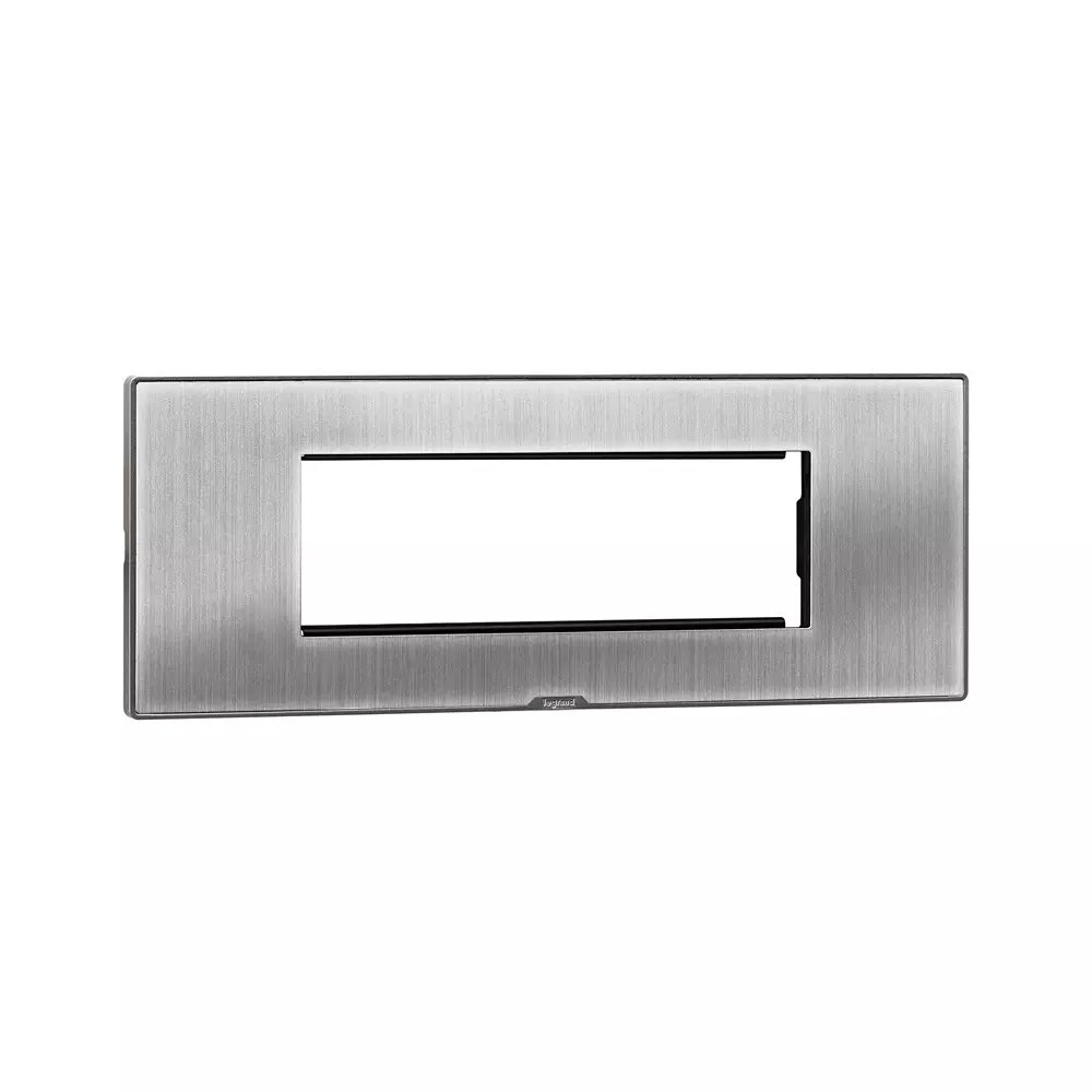Legrand Myrius Series 6 M Modular Cover Plate with Frame High Grade Polycarbonate Sonic Silver, 6795 86