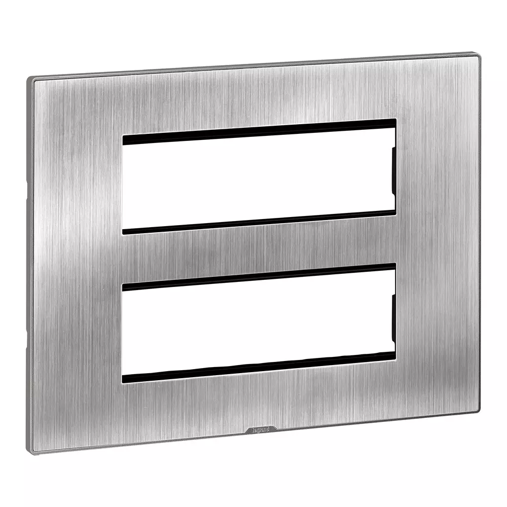 Legrand Myrius Series 16 M Modular Cover Plate with Frame High Grade Polycarbonate Sonic Silver, 6795 96