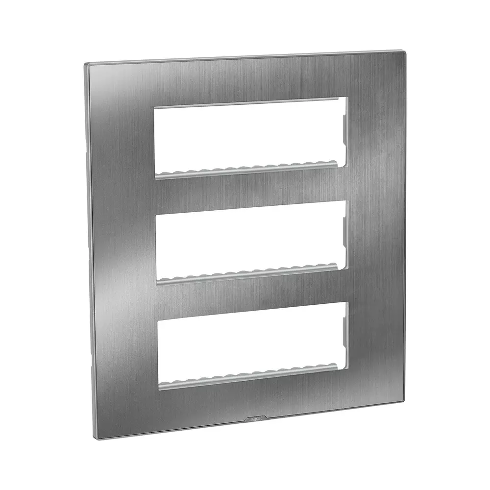 Legrand Myrius Series 18 M Modular Cover Plate with Frame High Grade Polycarbonate Sonic Silver, 6795 98
