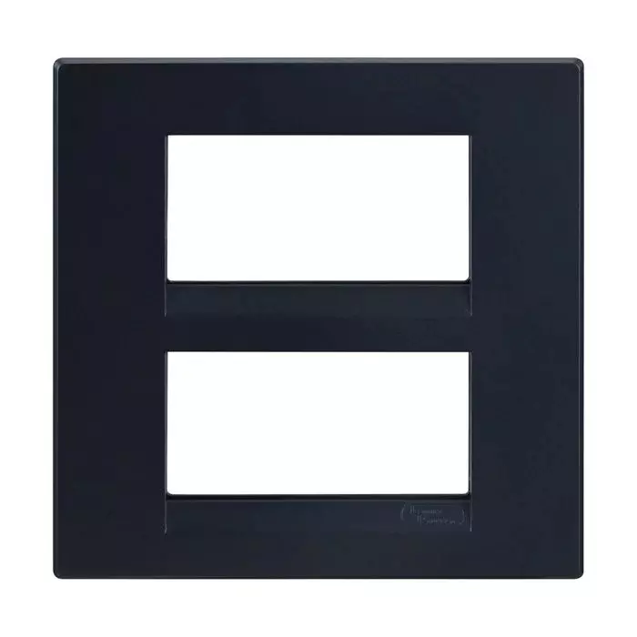 L&T [ Lauritz Knudsen ] Englaze Plastic Square Cover Plate With Plastic Grid Frame Sparkle Black Color 8 Module, CB92208FB01