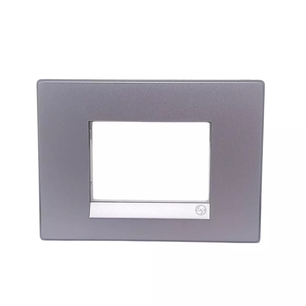 L&T [ Lauritz Knudsen ] Englaze Plastic Cover Plate With Plastic Grid Frame Moonlight Silver Color 3 Module, CB92103FS01