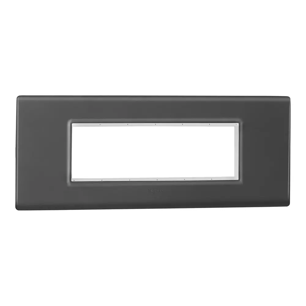 Legrand Cover Plate with Support Frame Allzy Matt Black 6 Module, 6813 15 (Pack of 5)