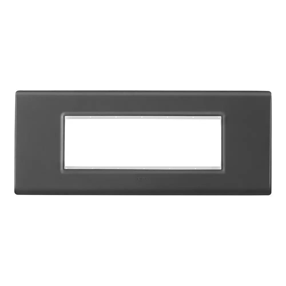 Legrand Cover Plate with Support Frame Allzy Matt Black 6 Module, 6813 15 (Pack of 5)
