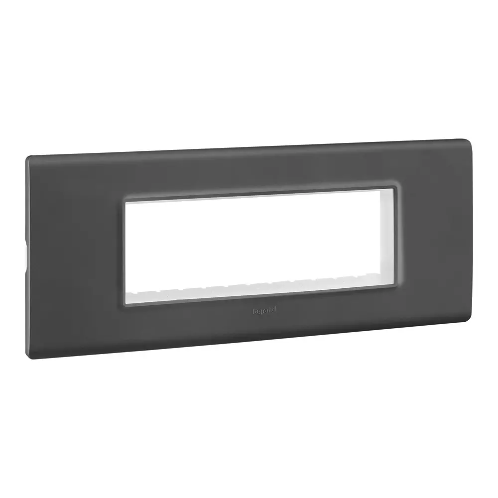 Legrand Cover Plate with Support Frame Allzy Matt Black 6 Module, 6813 15 (Pack of 5)