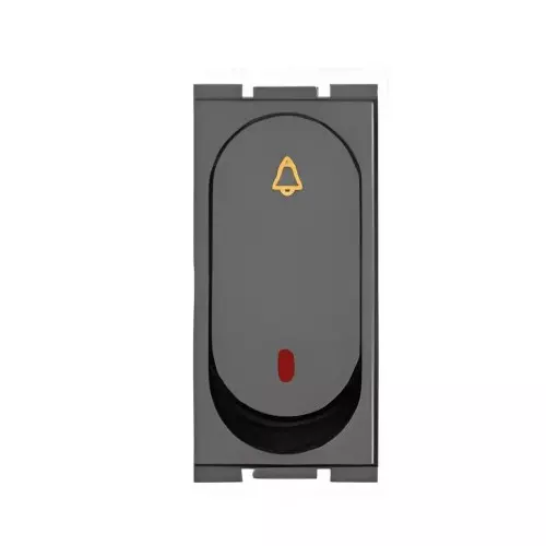 Goldmedal GECHO Modular Bell Push Switch with LED Indicator 10 Amp Titanium Grey 1 M, GF011455