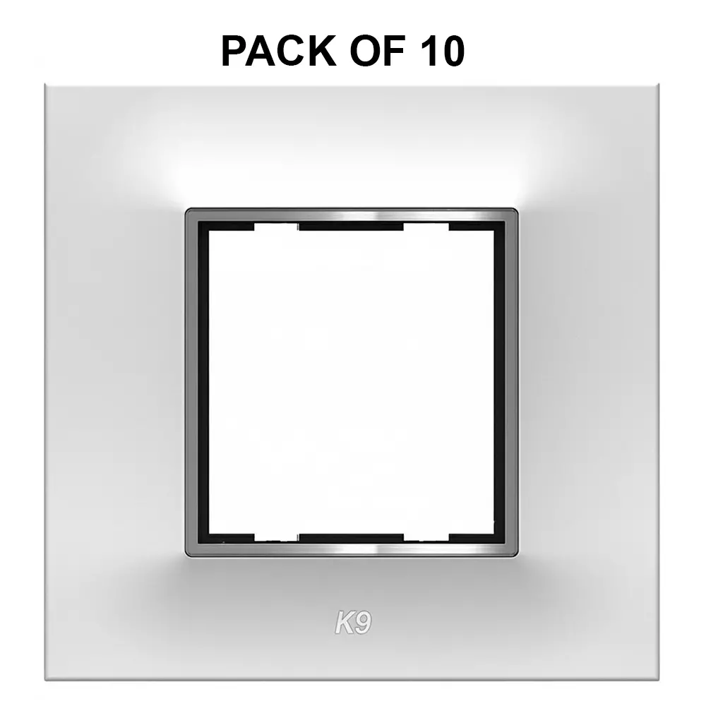 K9 Euro Cover Plate With Base Frame Chromeline 2 Module White, 9171 (Pack of 10)