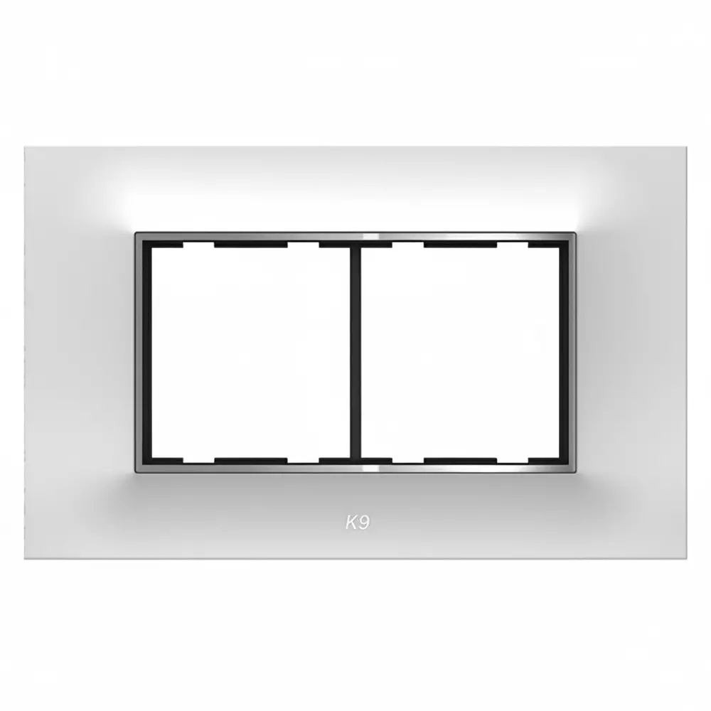 K9 Euro Cover Plate With Base Frame Chromeline 4 Module White, 9173 (Pack of 10)