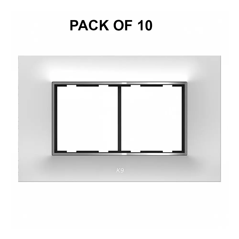 K9 Euro Cover Plate With Base Frame Chromeline 4 Module White, 9173 (Pack of 10)