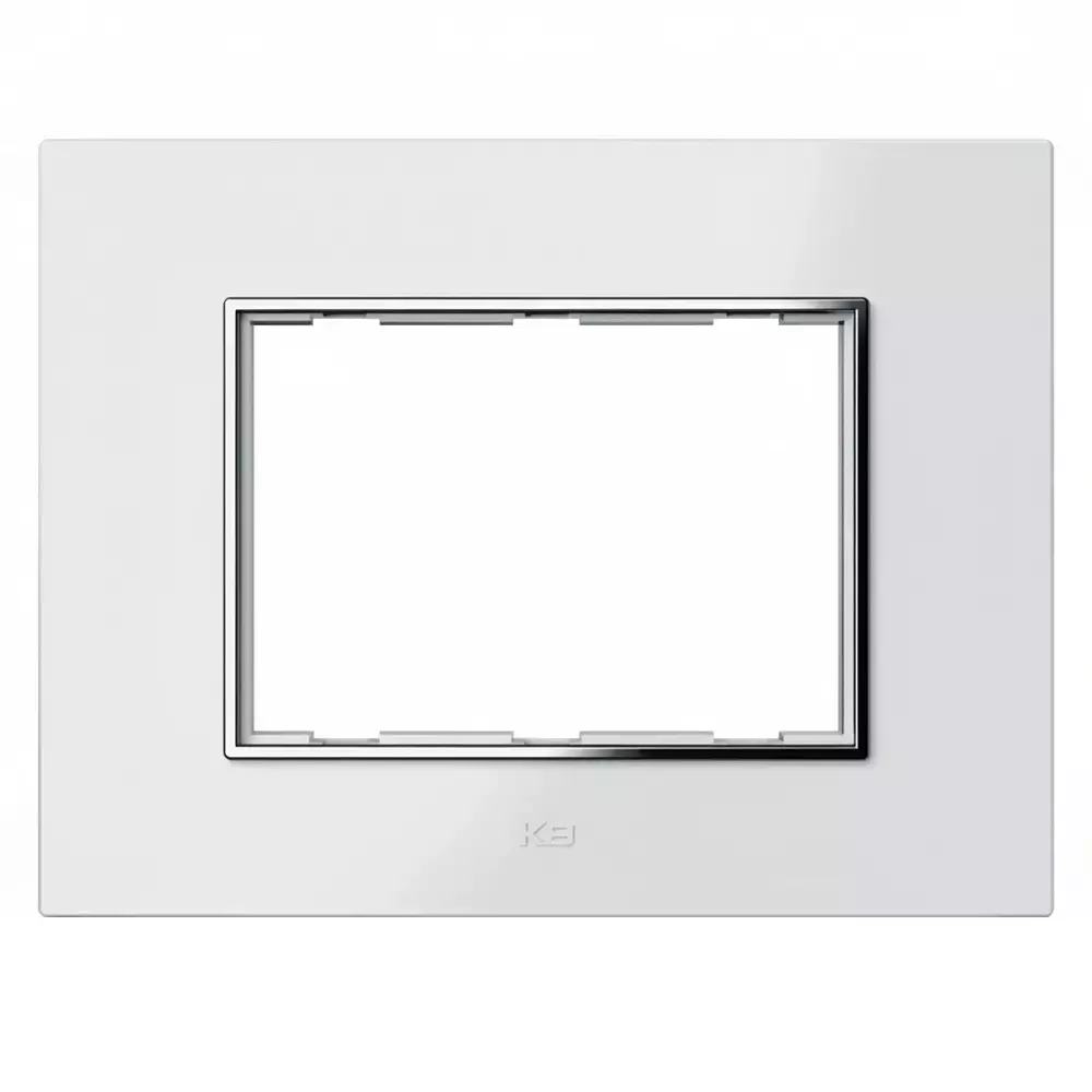K9 Euro Cover Plate With Base Frame Silver Border Iris Chrome 3 Module White, 9182 (Pack of 10)