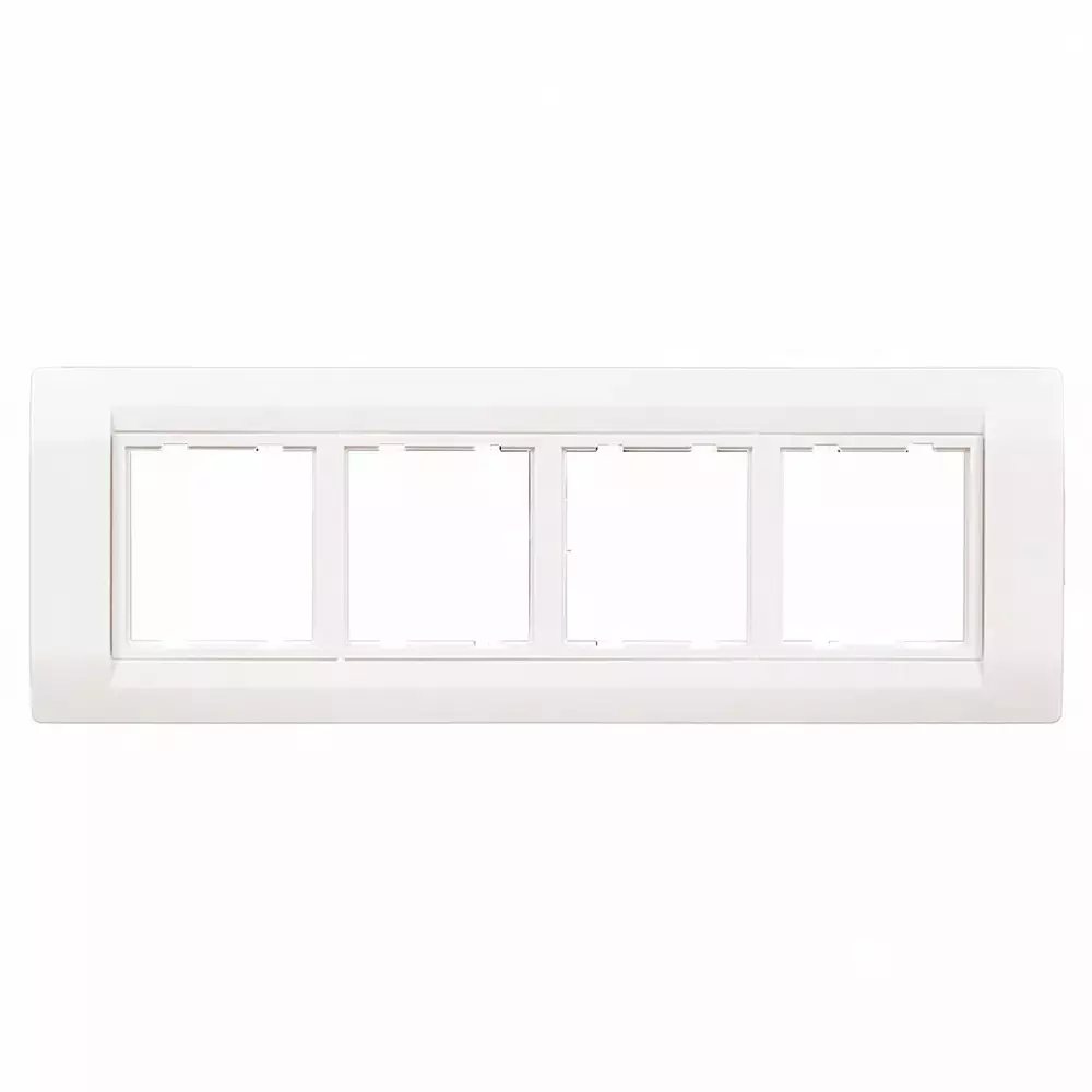K9 Euro Cover Plate With Base Frame 8 Module (Horizontal) White, W-9065U (Pack of 10)