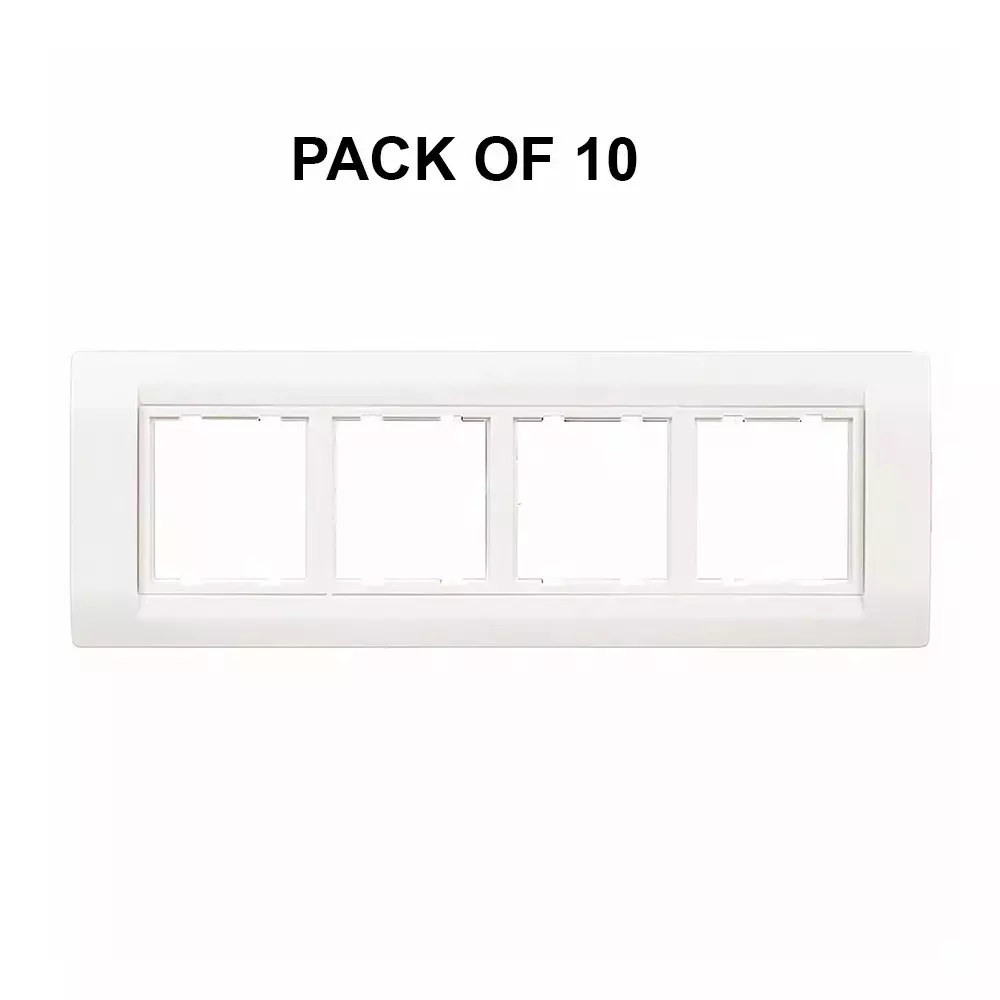 K9 Euro Cover Plate With Base Frame 8 Module (Horizontal) White, W-9065U (Pack of 10)