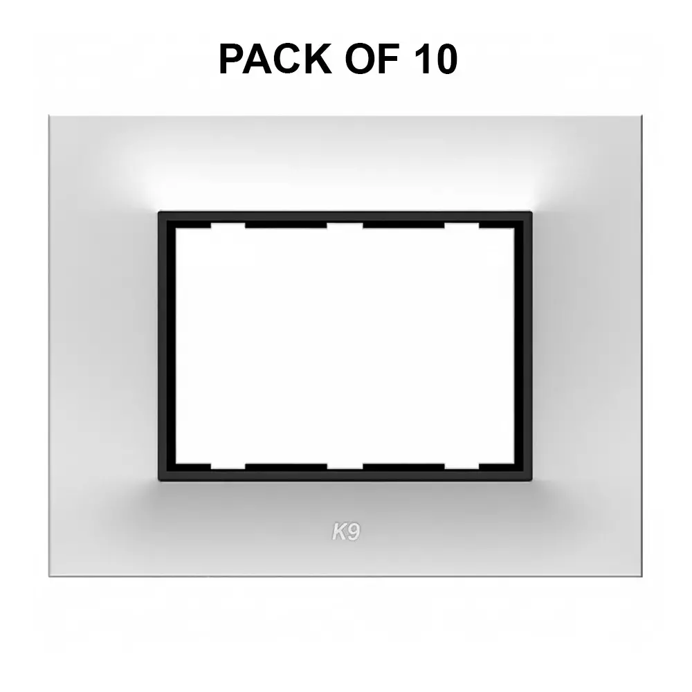 K9 Euro Cover Plate With Base Frame Ultima Plus 3 Module White, 9162P (Pack of 10)
