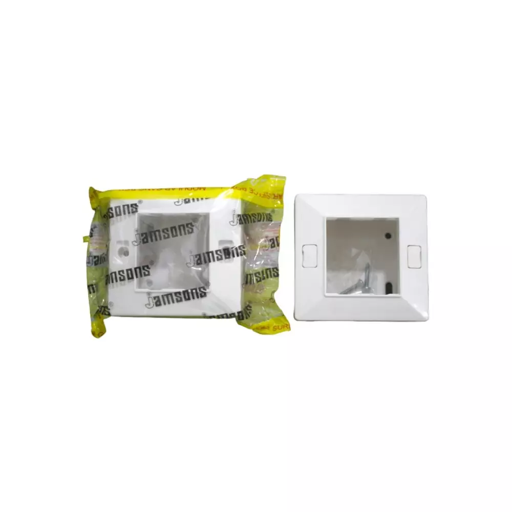 JAMSONS Surface Box with Plate 2 Module Vargin ABS White Color, JM-055 (Pack of 20)