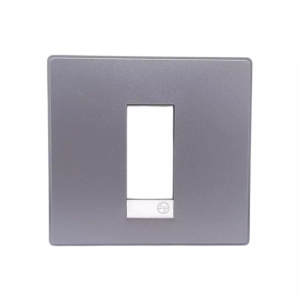 L&T [ Lauritz Knudsen ] Englaze Plastic Cover Plate With Plastic Grid Frame Moonlight Silver Color 1 Module, CB92101FS01