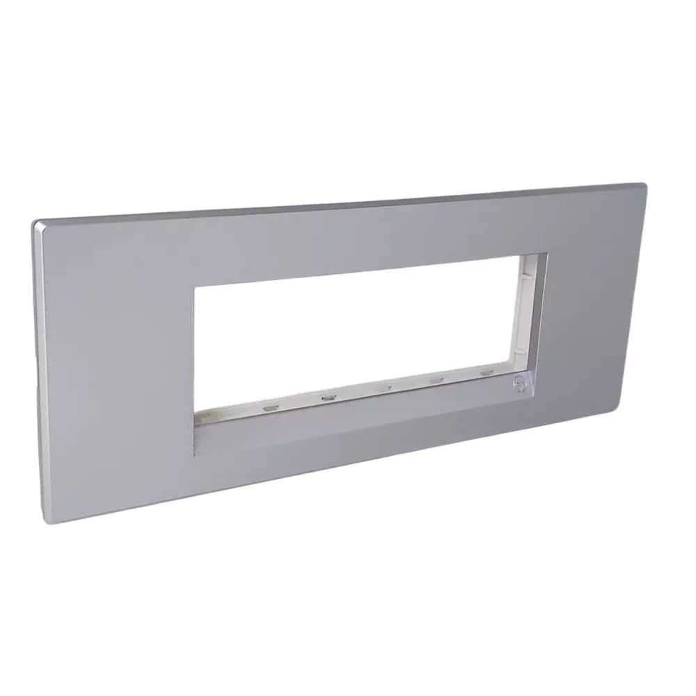 lt-lauritz-knudsen-englaze-plastic-cover-plate-with-plastic-grid-frame-moonlight-silver-color-6-module-cb92106fs01
