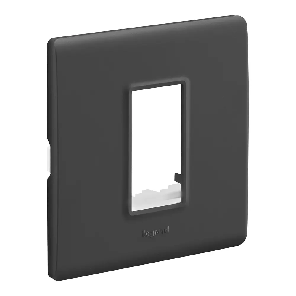 Legrand Cover Plate with Support Frame Allzy Matt Black 1 Module, 6813 11 (Pack of 20)