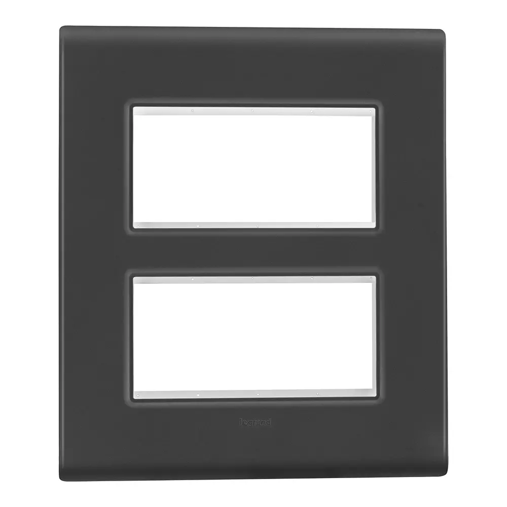 Legrand Cover Plate with Support Frame Allzy Matt Black 2*4 Module Vertical, 6813 17 (Pack of 5)