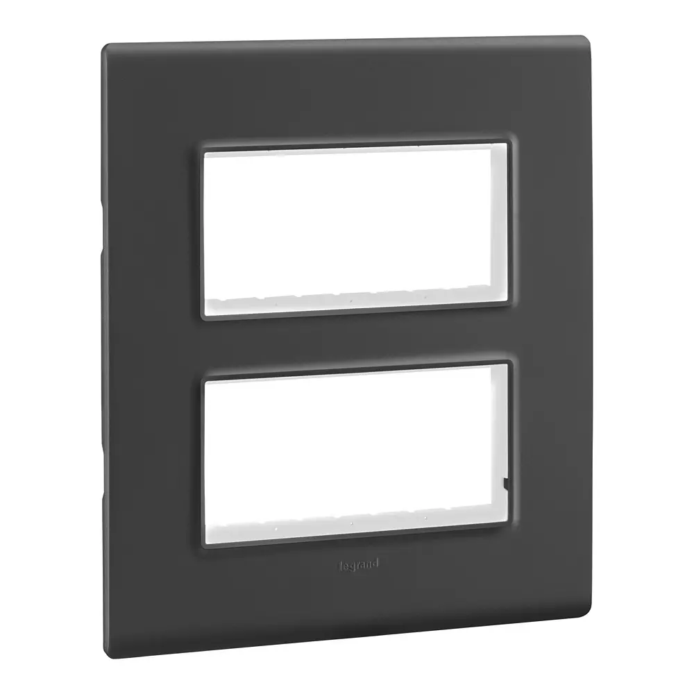 Legrand Cover Plate with Support Frame Allzy Matt Black 2*4 Module Vertical, 6813 17 (Pack of 5)