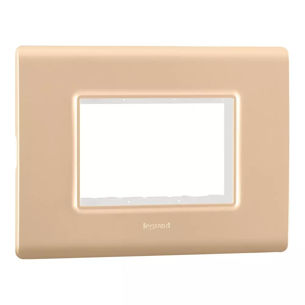 Legrand Cover Plate with Support Frame Allzy Golden 3 Module, 6813 35 (Pack of 10)
