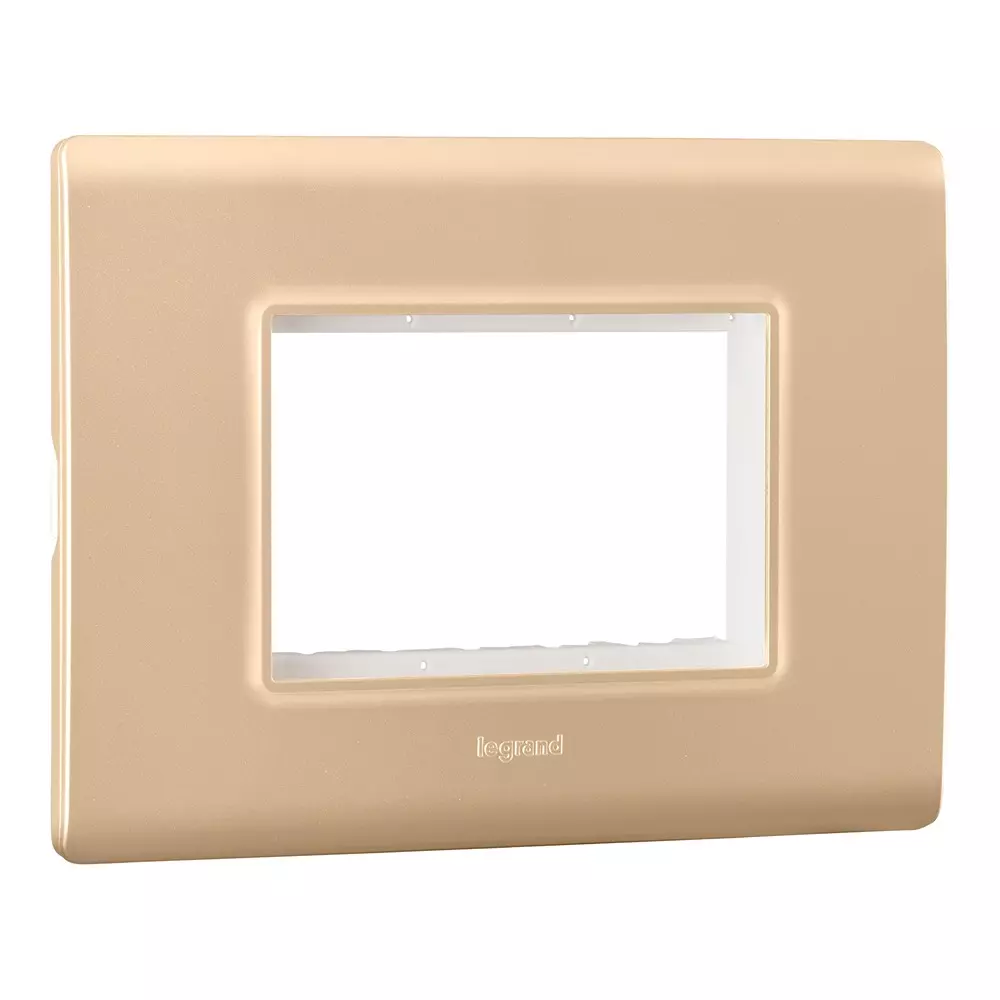 Legrand Cover Plate with Support Frame Allzy Golden 3 Module, 6813 35 (Pack of 10)