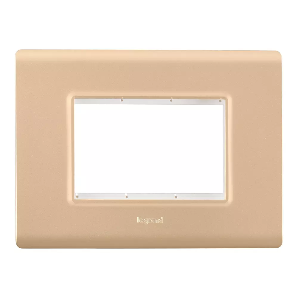 Legrand Cover Plate with Support Frame Allzy Golden 3 Module, 6813 35 (Pack of 10)