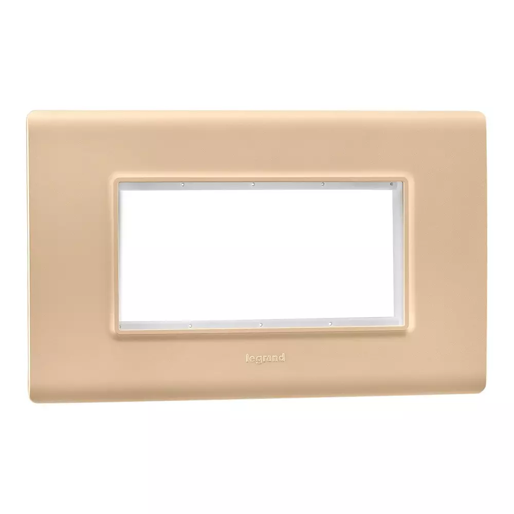Legrand Cover Plate with Support Frame Allzy Golden 4 Module, 6813 36 (Pack of 10)