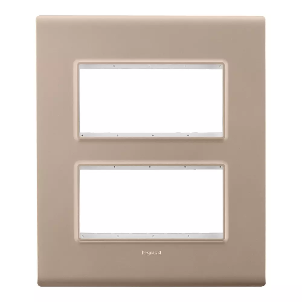 Legrand Cover Plate with Support Frame Allzy Aluminium Champagne 2*4 Module Vertical, 6813 50 (Pack of 5)