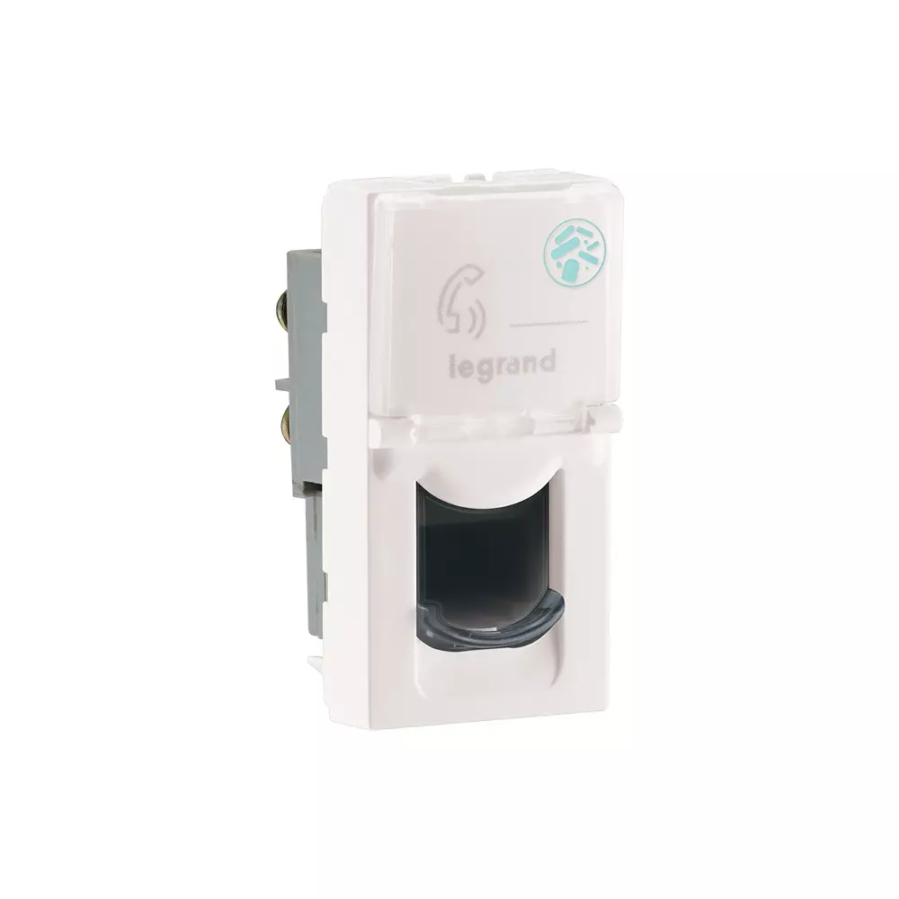Legrand Anti - Bacterial RJ11 Telephone Socket Myrius Classic White 1 Module, 6793 31