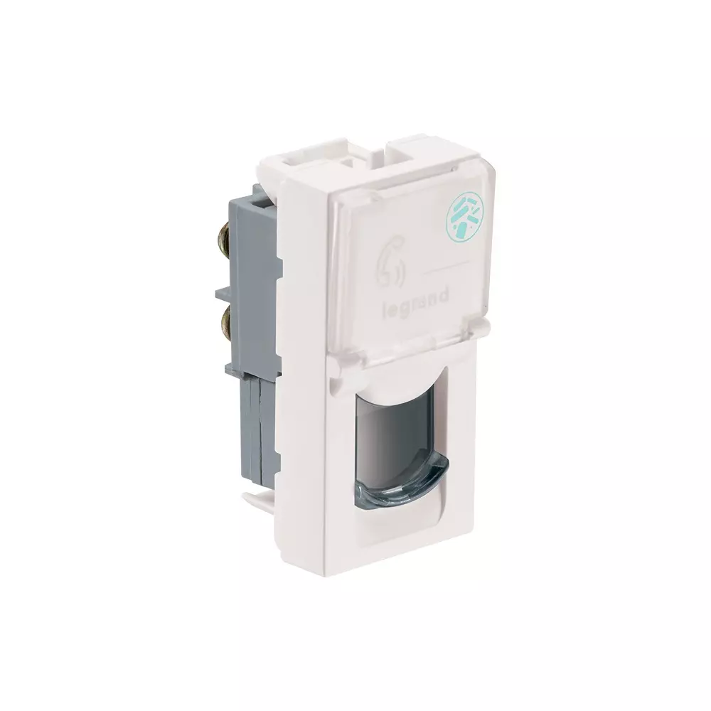 Legrand Anti - Bacterial RJ11 Telephone Socket Myrius Classic White 1 Module, 6793 31