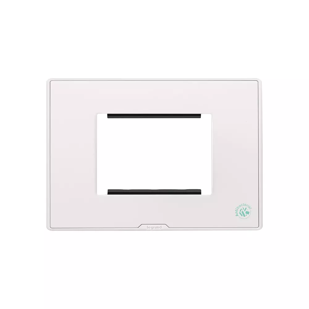 Legrand Anti-Bacterial Cover Plate with Support Frame Myrius Classic White 3 Module, 6793 43 (Pack of 10)