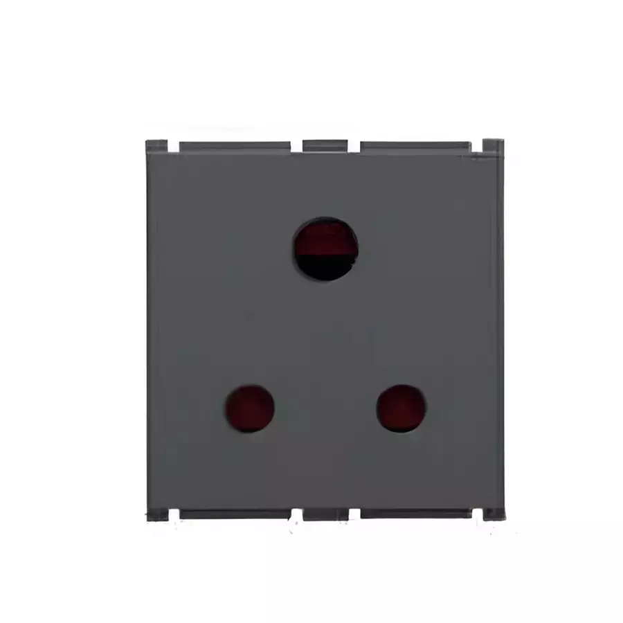 Goldmedal Modular 3 Pin Socket with Safety Shutter 6 Amp Titanium Grey 2 M, GF012038