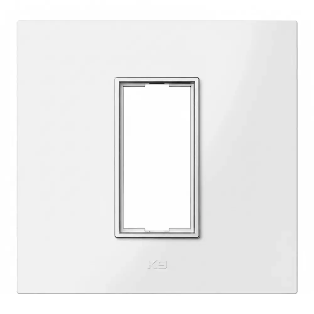 K9 Euro Cover Plate With Base Frame Silver Border Prism 1 Module White, 9521 (Pack of 10)