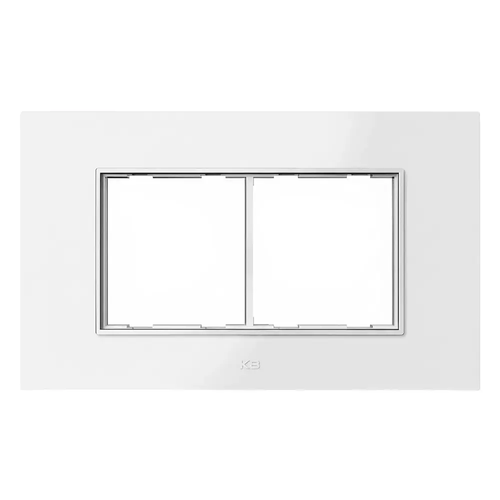K9 Euro Cover Plate With Base Frame Silver Border Prism 4 Module White, 9524 (Pack of 10)
