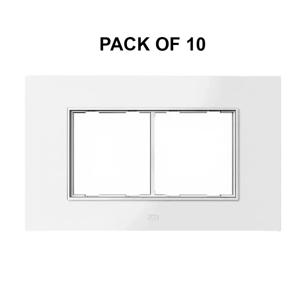 K9 Euro Cover Plate With Base Frame Silver Border Prism 4 Module White, 9524 (Pack of 10)