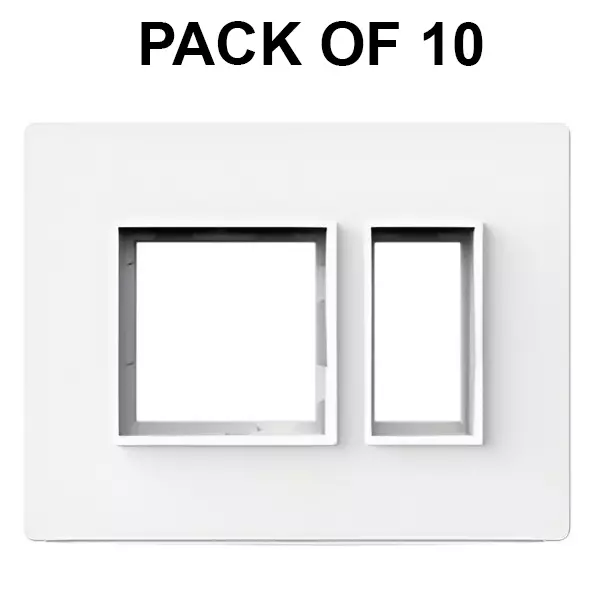 K9 Evoq Cover Plate With Base Frame Stella Chrome 3 Module White, 9463 (Pack of 10)