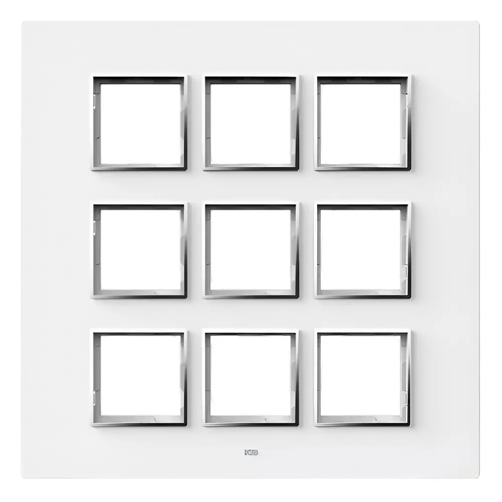 K9 Evoq Cover Plate With Base Frame Stella Chrome 18 Module White, 9470 (Pack of 5)